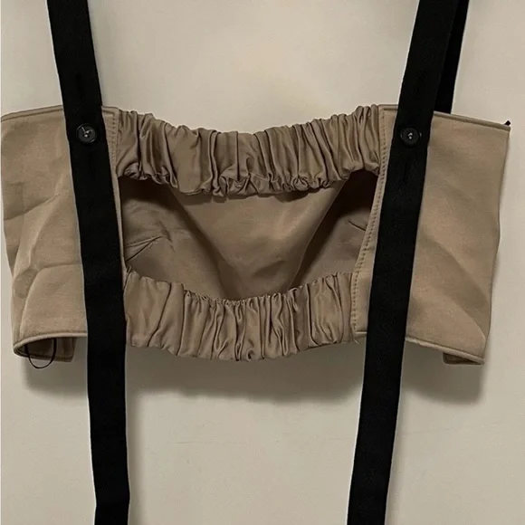 Zara‎ Beige Bustier Corset Top Minimalist Contrast Straps Neutralcore Y2K Size M - Picture 4 of 11